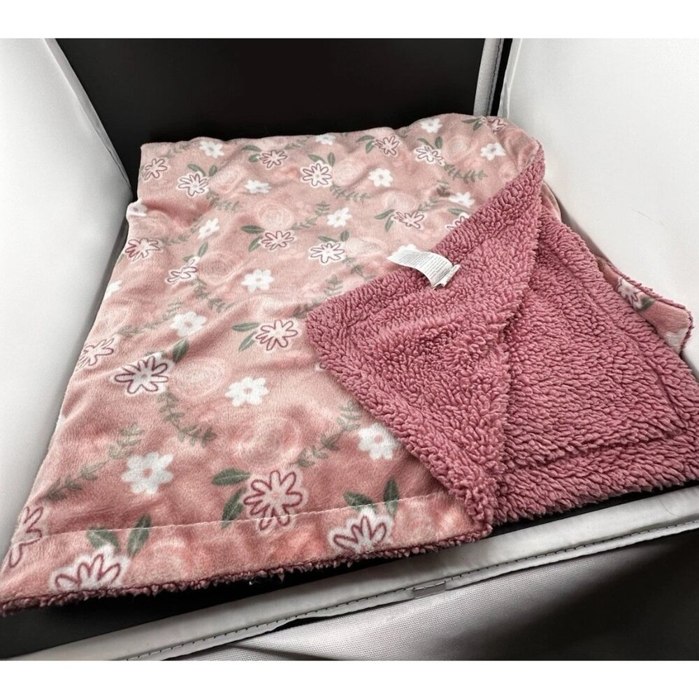 Kyle & Deena Softest Mauve flower floral Daisies Lovey‎ Sherpa Baby Blanket 30”
